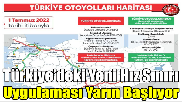 Türkiye’deki Otoyollarda Yeni Hız Sınırı Uygulaması Yarın Başlıyor